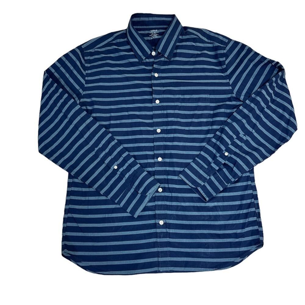 J. Crew Button Down Slim Fit Horizontal Striped Light Weight Shirt  Men's Large